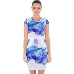 Blue Smoke Capsleeve Drawstring Dress  by goljakoff