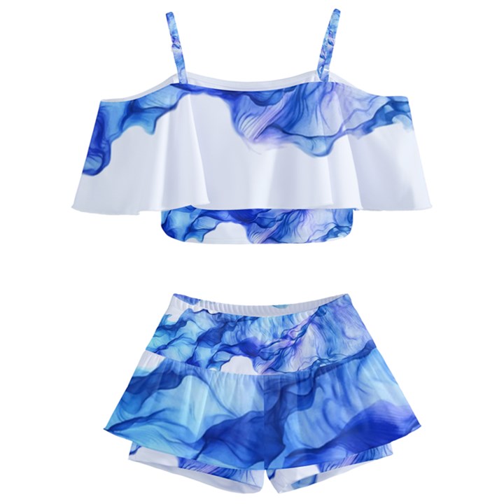 Blue smoke Kids  Off Shoulder Skirt Bikini