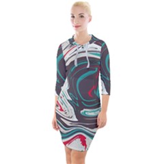 Vector Vivid Marble Pattern 1 Quarter Sleeve Hood Bodycon Dress by goljakoff