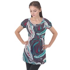 Vector Vivid Marble Pattern 1 Puff Sleeve Tunic Top by goljakoff