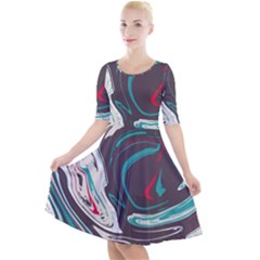 Vector Vivid Marble Pattern 1 Quarter Sleeve A-line Dress by goljakoff