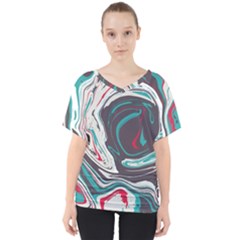 Vector Vivid Marble Pattern 1 V-neck Dolman Drape Top by goljakoff