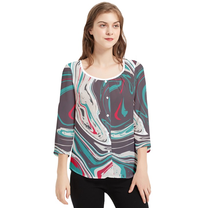 Vector Vivid Marble Pattern 1 Chiffon Quarter Sleeve Blouse