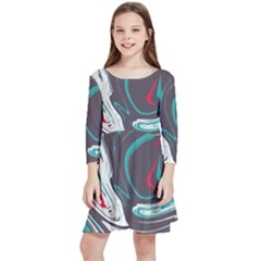 Vector Vivid Marble Pattern 1 Kids  Quarter Sleeve Skater Dress by goljakoff