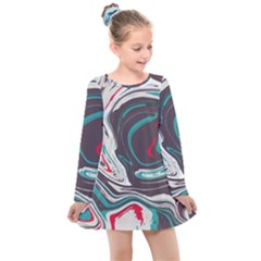 Vector Vivid Marble Pattern 1 Kids  Long Sleeve Dress by goljakoff