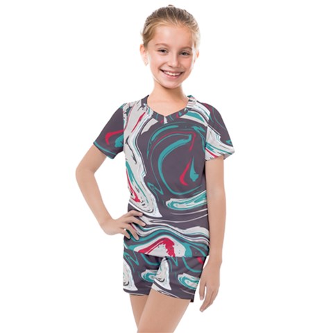 Vector Vivid Marble Pattern 1 Kids  Mesh Tee And Shorts Set by goljakoff