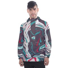 Vector Vivid Marble Pattern 1 Men s Front Pocket Pullover Windbreaker by goljakoff