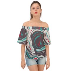 Vector Vivid Marble Pattern 1 Off Shoulder Short Sleeve Top by goljakoff