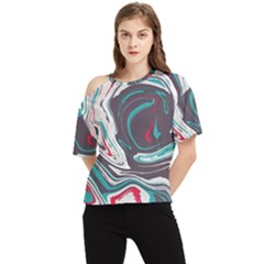 Vector Vivid Marble Pattern 1 One Shoulder Cut Out Tee by goljakoff