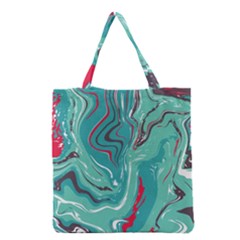 Green Vivid Marble Pattern 2 Grocery Tote Bag by goljakoff