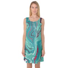 Green Vivid Marble Pattern 2 Sleeveless Satin Nightdress by goljakoff