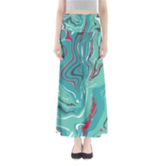 Green Vivid Marble Pattern 2 Full Length Maxi Skirt by goljakoff