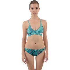 Green Vivid Marble Pattern 2 Wrap Around Bikini Set by goljakoff