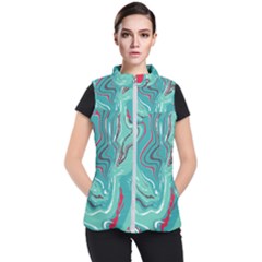 Green Vivid Marble Pattern 2 Women s Puffer Vest by goljakoff