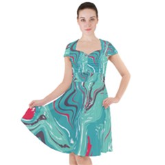 Green Vivid Marble Pattern 2 Cap Sleeve Midi Dress by goljakoff