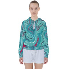 Green Vivid Marble Pattern 2 Women s Tie Up Sweat by goljakoff