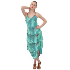 Green Vivid Marble Pattern 2 Layered Bottom Dress by goljakoff