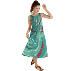 Green Vivid Marble Pattern 2 Summer Maxi Dress by goljakoff