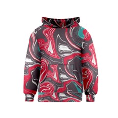 Red Vivid Marble Pattern 3 Kids  Pullover Hoodie by goljakoff