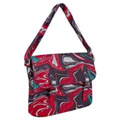 Red Vivid Marble Pattern 3 Buckle Messenger Bag by goljakoff