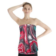 Red Vivid Marble Pattern 3 Strapless Top by goljakoff