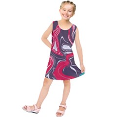 Red Vivid Marble Pattern 3 Kids  Tunic Dress by goljakoff