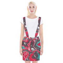 Red Vivid Marble Pattern 3 Braces Suspender Skirt by goljakoff