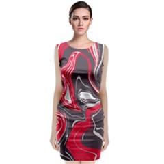 Red Vivid Marble Pattern 3 Sleeveless Velvet Midi Dress by goljakoff