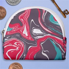 Red Vivid Marble Pattern 3 Horseshoe Style Canvas Pouch by goljakoff