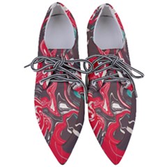 Red Vivid Marble Pattern 3 Pointed Oxford Shoes by goljakoff