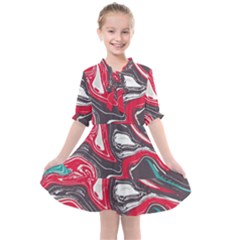 Red Vivid Marble Pattern 3 Kids  All Frills Chiffon Dress by goljakoff