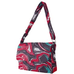 Red Vivid Marble Pattern 3 Full Print Messenger Bag (l) by goljakoff