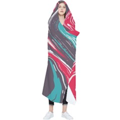 Red Vivid Marble Pattern 3 Wearable Blanket by goljakoff