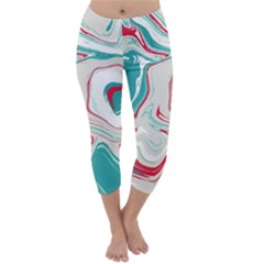 Vivid Marble Pattern Capri Winter Leggings  by goljakoff