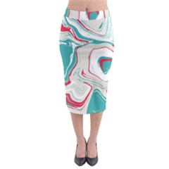 Vivid Marble Pattern Midi Pencil Skirt