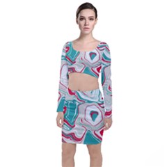 Vivid Marble Pattern Top And Skirt Sets by goljakoff