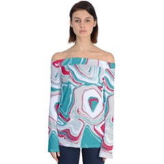 Vivid Marble Pattern Off Shoulder Long Sleeve Top by goljakoff