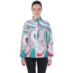 Vivid Marble Pattern Women s High Neck Windbreaker by goljakoff