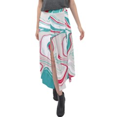 Vivid Marble Pattern Velour Split Maxi Skirt by goljakoff