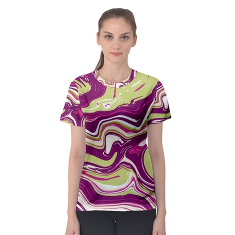 Purple Vivid Marble Pattern Women s Sport Mesh Tee by goljakoff