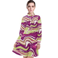 Purple Vivid Marble Pattern Long Sleeve Chiffon Shirt Dress by goljakoff