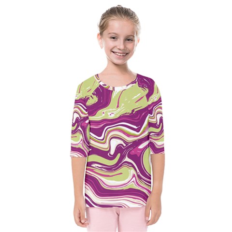 Purple Vivid Marble Pattern Kids  Quarter Sleeve Raglan Tee by goljakoff