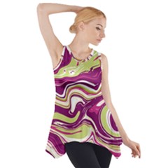 Purple Vivid Marble Pattern Side Drop Tank Tunic by goljakoff