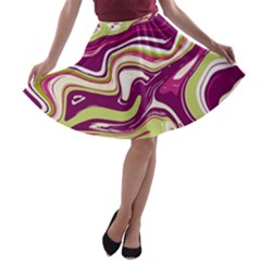 Purple Vivid Marble Pattern A-line Skater Skirt by goljakoff