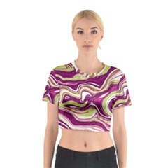 Purple Vivid Marble Pattern Cotton Crop Top by goljakoff