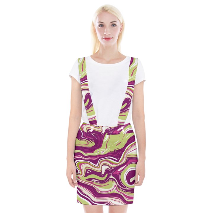 Purple Vivid Marble Pattern Braces Suspender Skirt