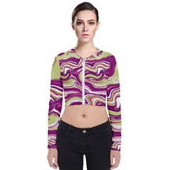 Purple Vivid Marble Pattern Long Sleeve Zip Up Bomber Jacket by goljakoff