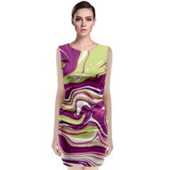 Purple Vivid Marble Pattern Sleeveless Velvet Midi Dress by goljakoff