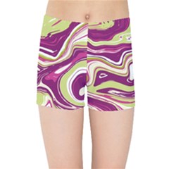 Purple Vivid Marble Pattern Kids  Sports Shorts by goljakoff