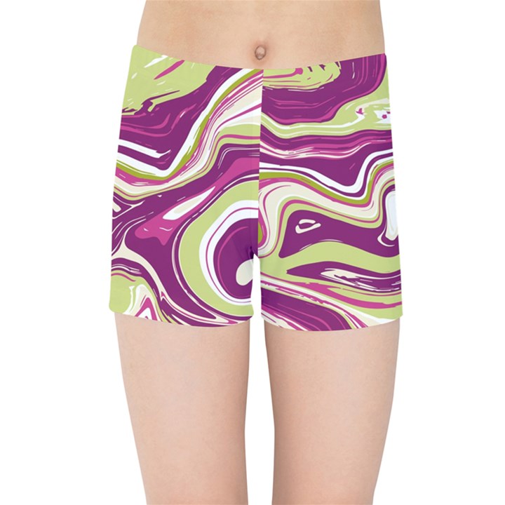 Purple Vivid Marble Pattern Kids  Sports Shorts